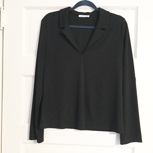 Zara Tops - Zara Basic Classic Black Collared Blouse - Sz M